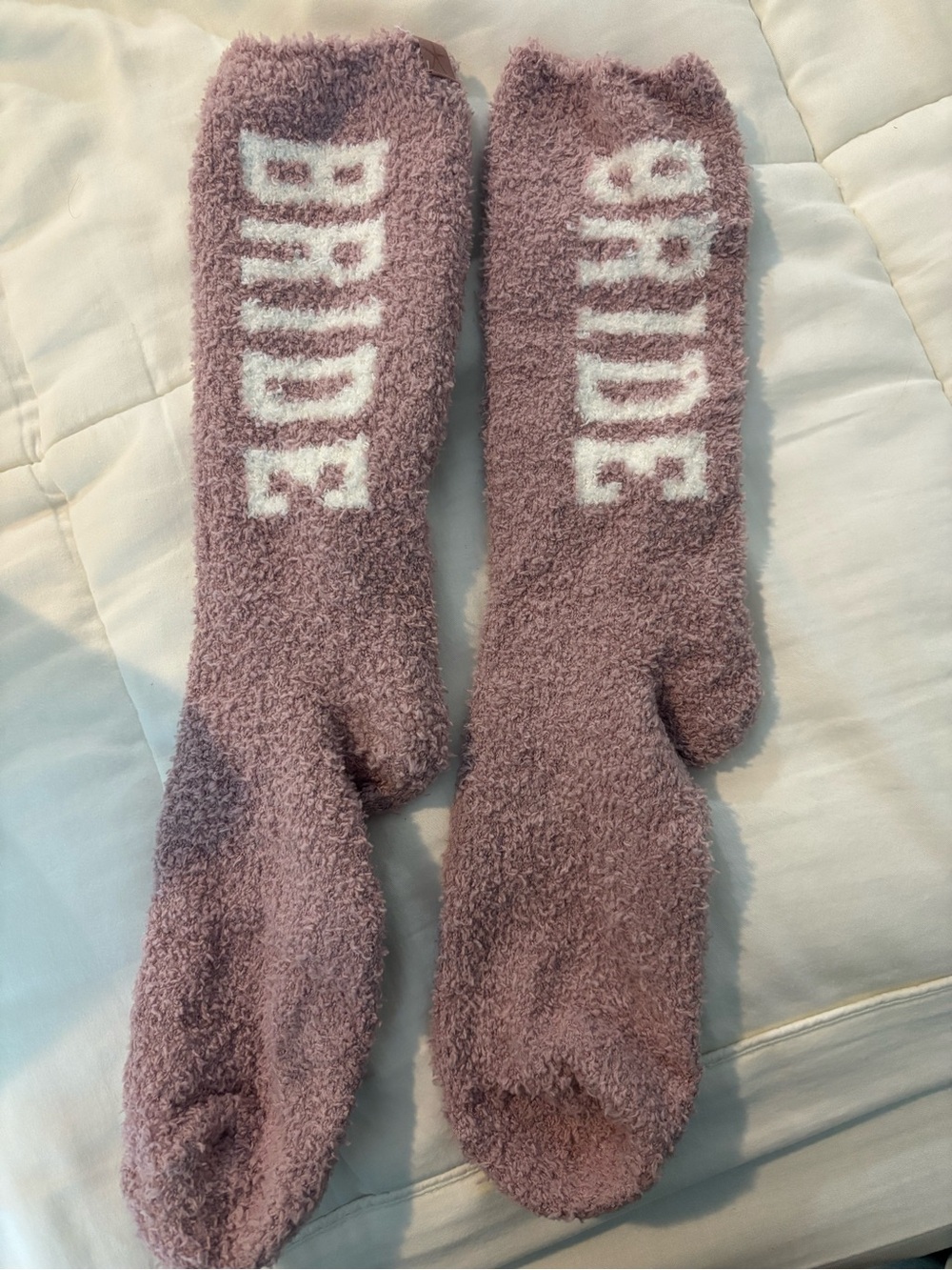 Barefoot Dreams Mauve 'BRIDE' Cozy Fluffy Socks